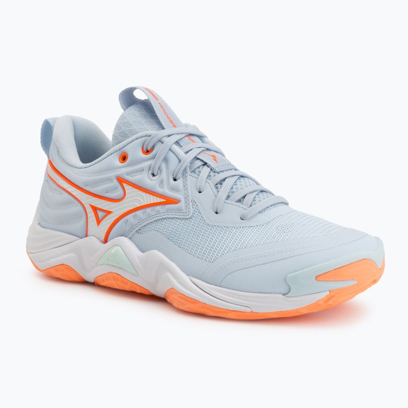 Women's volleyball shoes Mizuno Wave Momentum Elite blue finch/white/lava orange