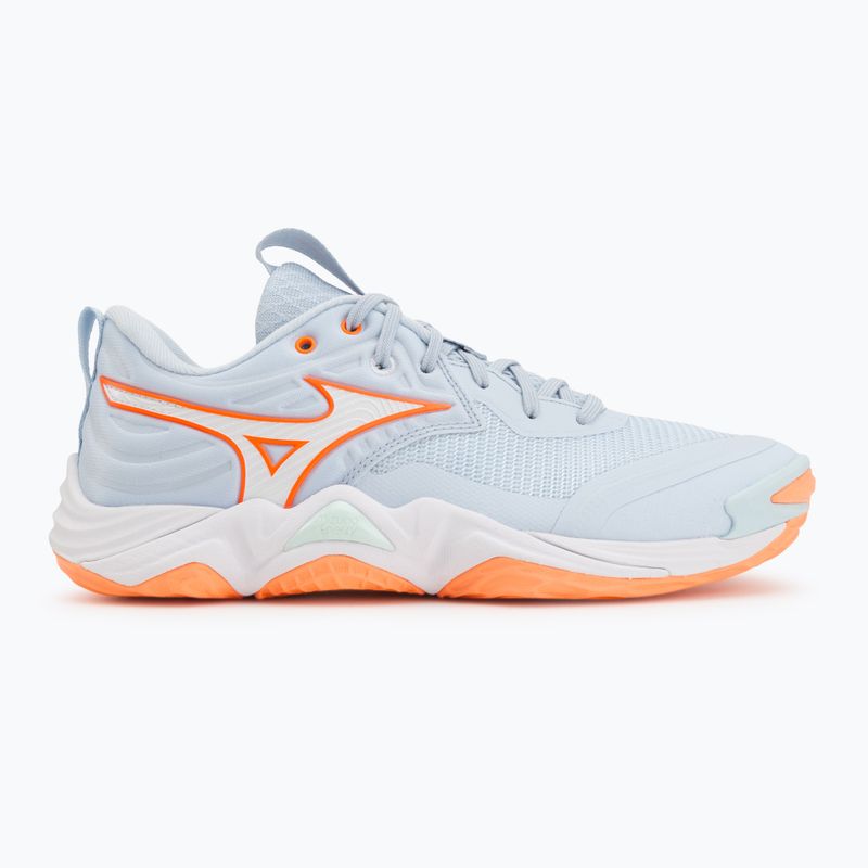 Women's volleyball shoes Mizuno Wave Momentum Elite blue finch/white/lava orange 2