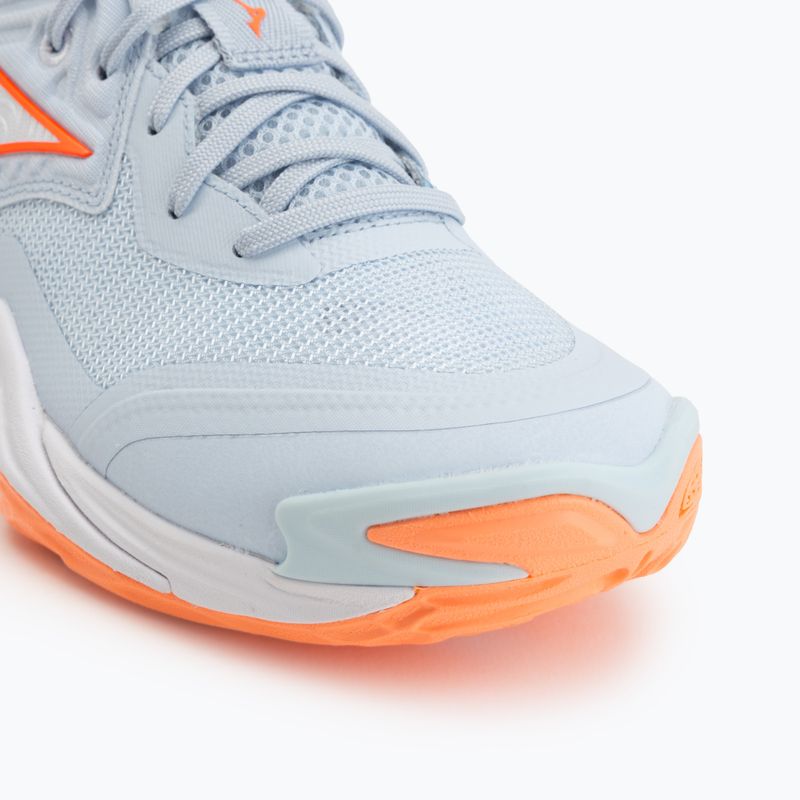 Women's volleyball shoes Mizuno Wave Momentum Elite blue finch/white/lava orange 7