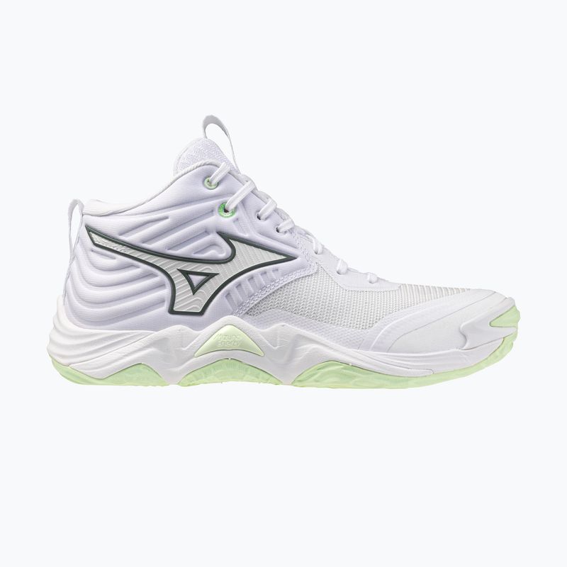 Women's volleyball shoes Mizuno Wave Momentum Elite Mid white/balsam green/ambrosia