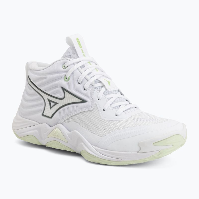 Women's volleyball shoes Mizuno Wave Momentum Elite Mid white/balsam green/ambrosia