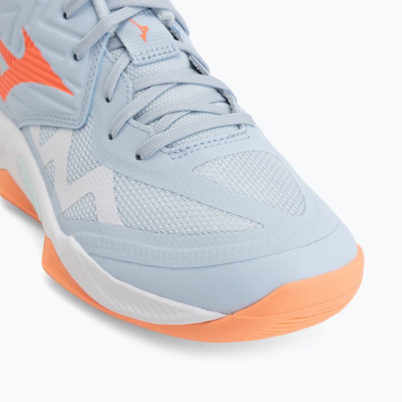 Women's volleyball shoes Mizuno Wave Momentum Pro Mid blue finch/lava orange/flamingo coral 7
