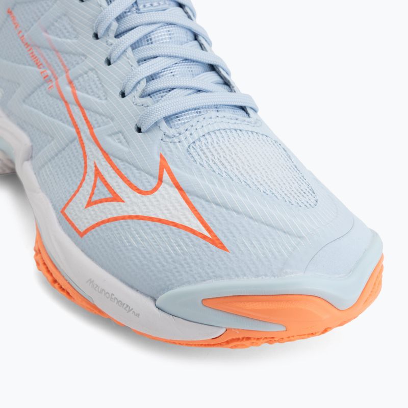 Women's volleyball shoes Mizuno Wave Lightning Elite Mid blue finch/whitelava orange 7