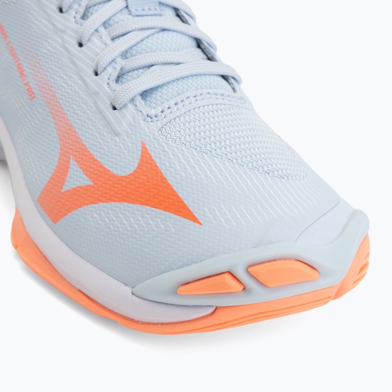 Women's volleyball shoes Mizuno Wave Lightning Pro blue finch/lava orange/flamingo coral 7