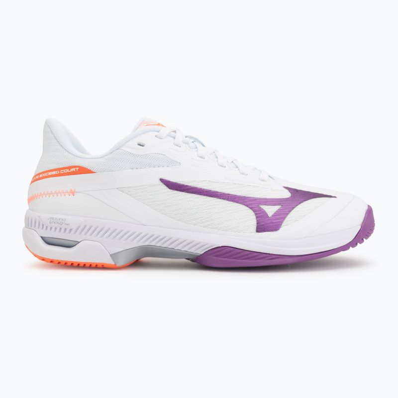 Women's tennis shoes Mizuno Wave Exceed Court AC white/dahlia/lava orange 2