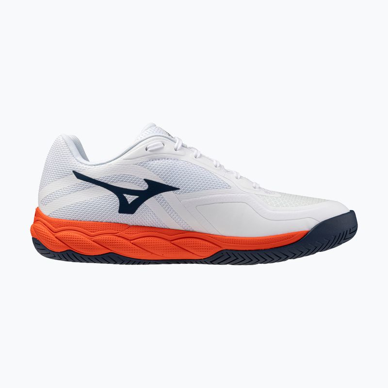 Men's tennis shoes Mizuno Wave Enforce Court 2 AC white/insignia blue/orange 2