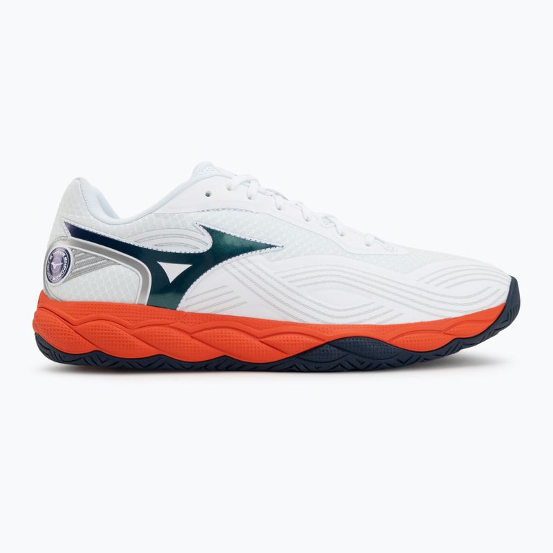 Men's tennis shoes Mizuno Wave Enforce Court 2 AC white/insignia blue/orange 2