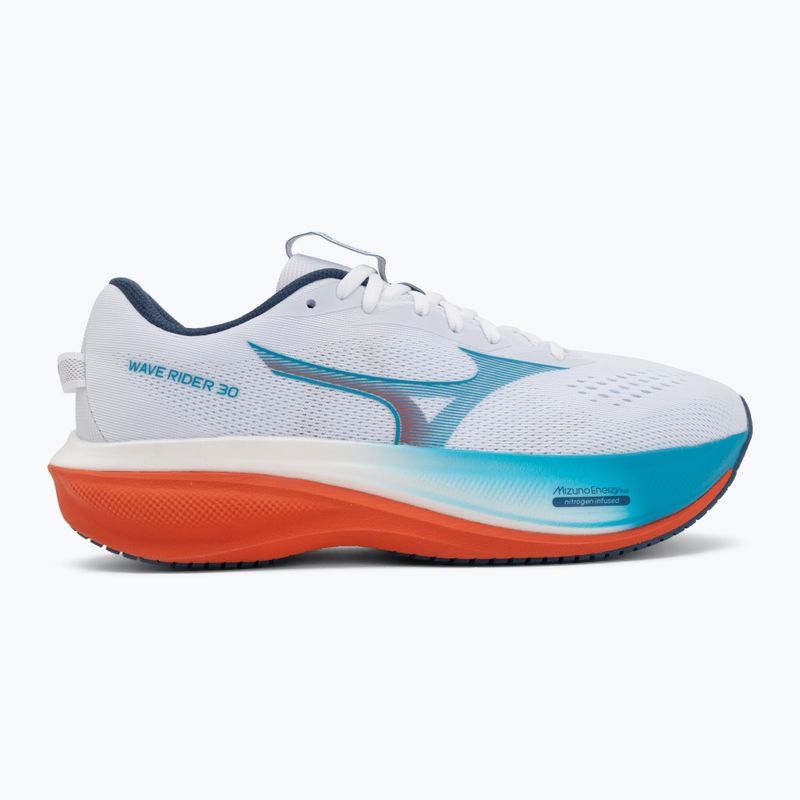 Men's running shoes Mizuno Wave Rider 30 white/blue jewel/orange 2