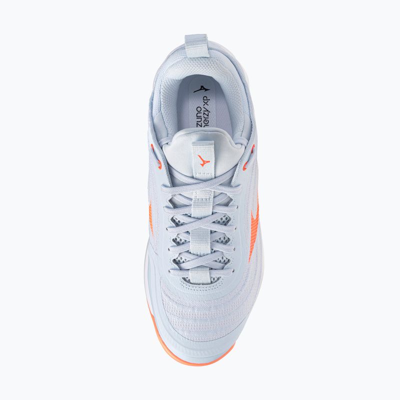 Women's volleyball shoes Mizuno Wave Luminous Elite blue finch/lava orange/flamingo coral 5