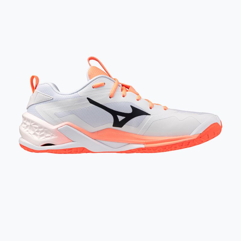 Handball shoes Mizuno Wave Stealth Neo 2.1 white/black/flamingo coral 2