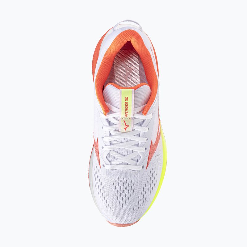 Women's running shoes Mizuno Wave Rider 30 white/flamingo coral/lime pulp 7