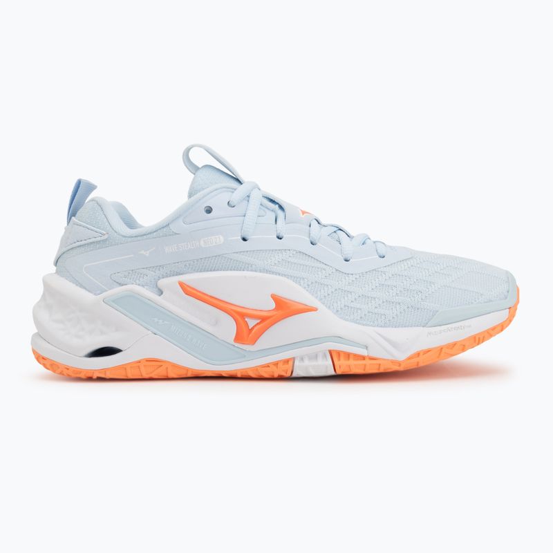 Women's handball shoes Mizuno Wave Stealth Neo 2.1 blue finch/lava orange/white 2
