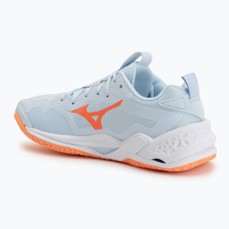 Women's handball shoes Mizuno Wave Stealth Neo 2.1 blue finch/lava orange/white 3