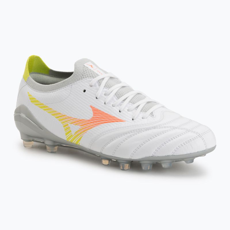 Football boots Mizuno Morelia Neo V β Pro AG white/lava orange/evening primrose