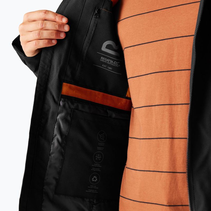 Men's rain jacket Regatta Balaton black/pumpkin spice 9