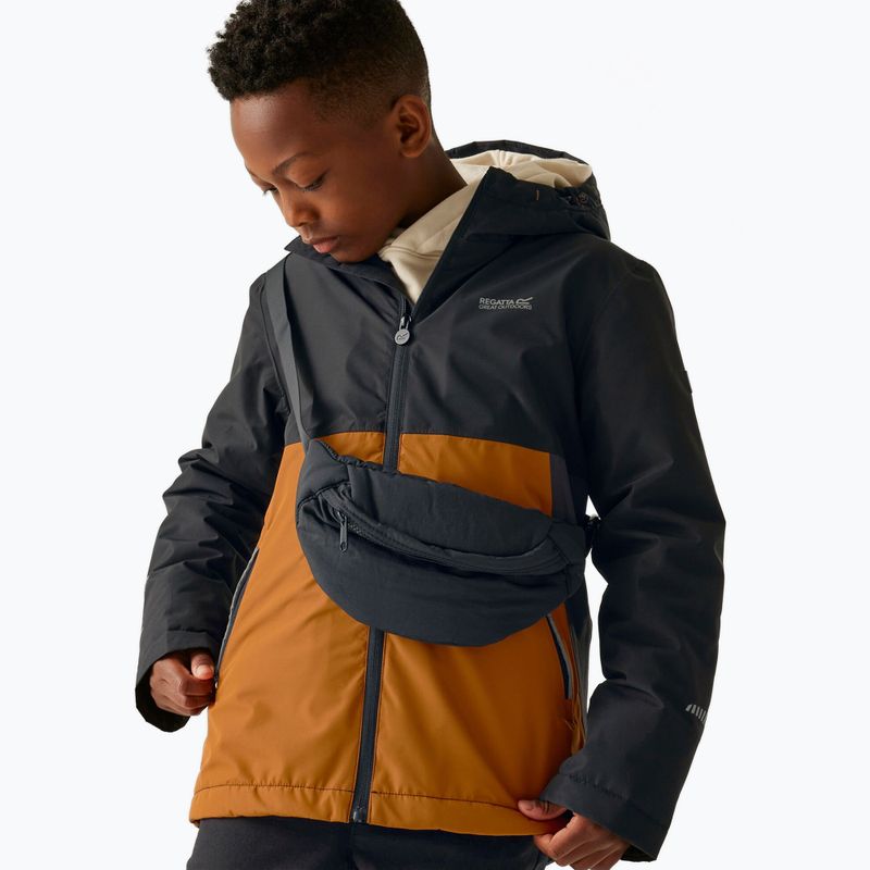 Children's wind jacket REGATTA Hillain Warm black/pumpkin spice/ash 4