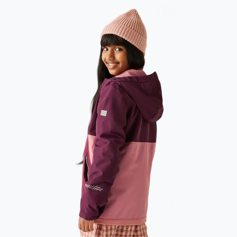 Children's wind jacket REGATTA Hillain Warm fig/dark pimento/dusty rose 3