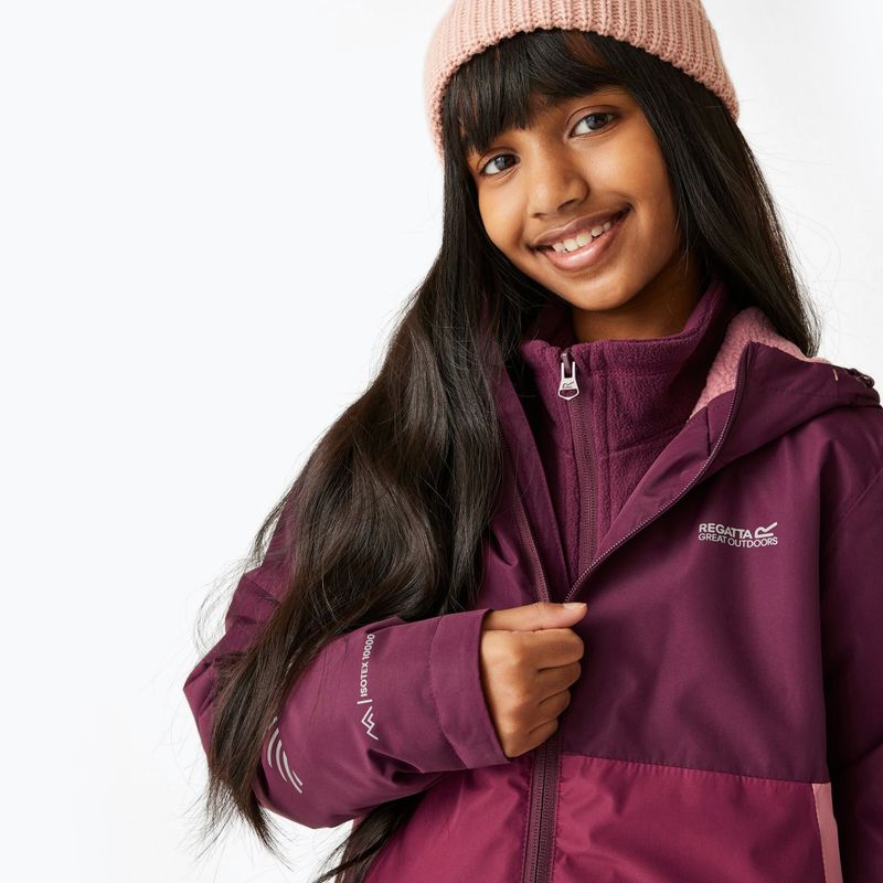 Children's wind jacket REGATTA Hillain Warm fig/dark pimento/dusty rose 4