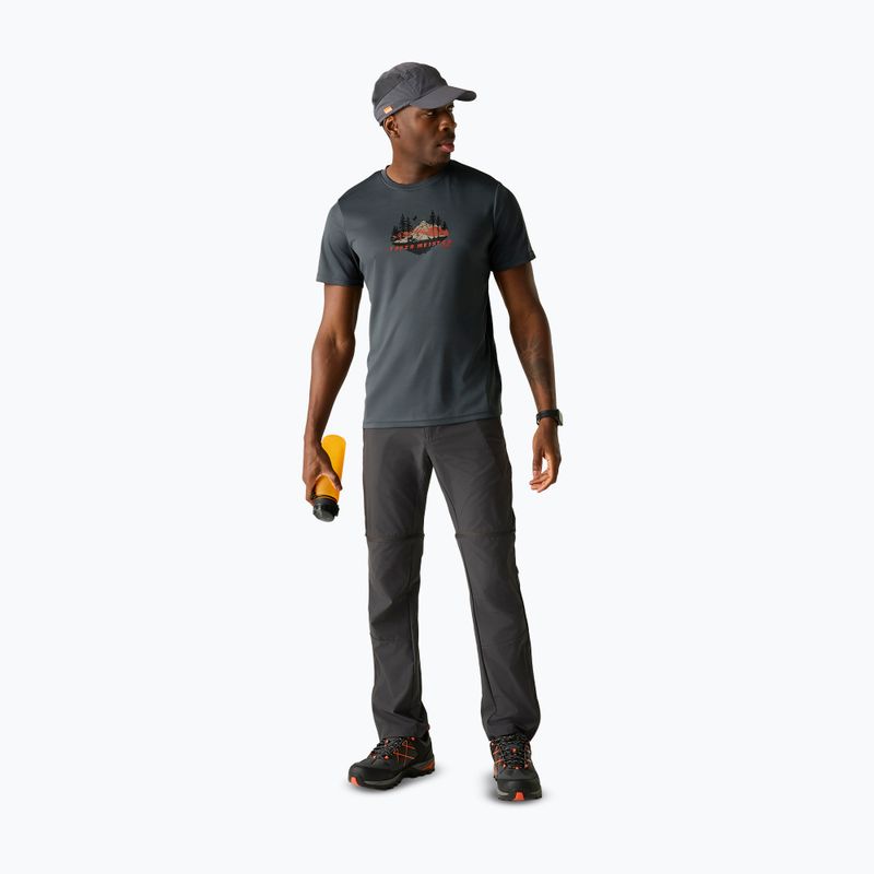 Men's trekking T-shirt REGATTA Fingal Slogan dark storm 2