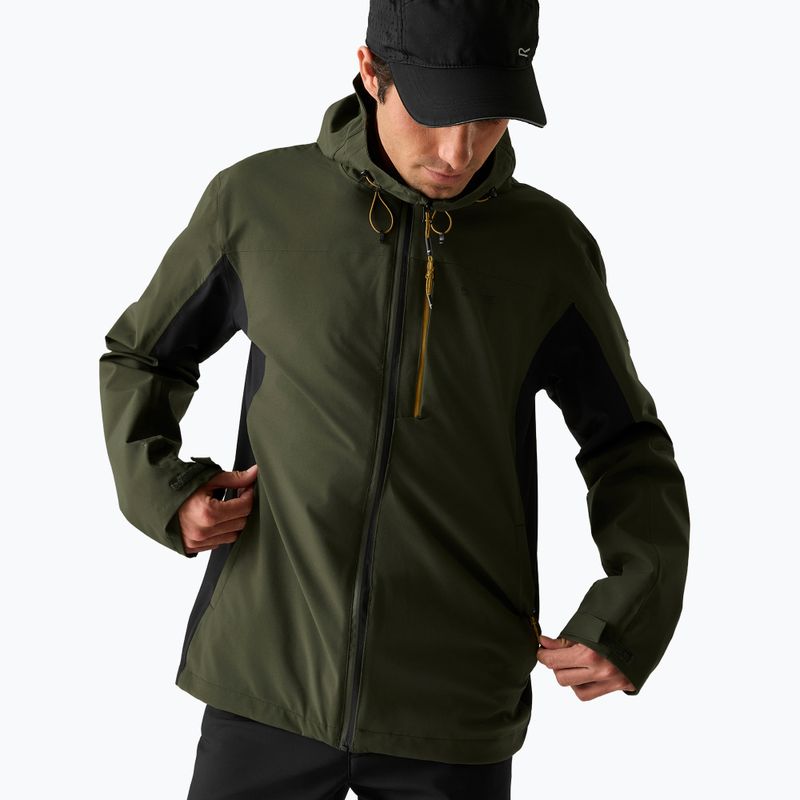 Men's rain jacket REGATTA Birchdale II dark khaki/black 3
