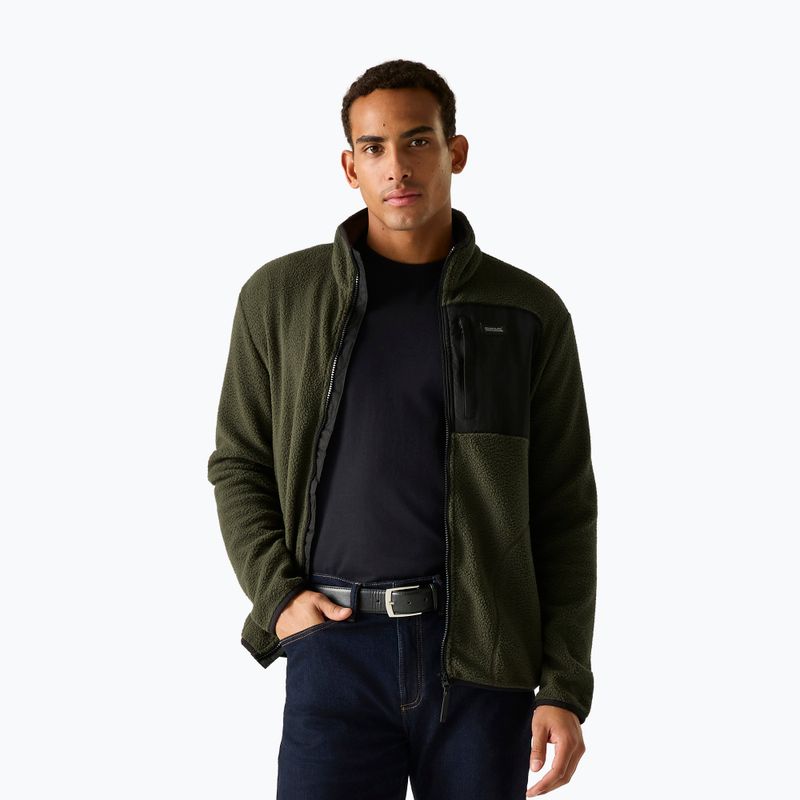 Men's fleece sweatshirt REGATTA Frankie Borg dark khaki/black 4