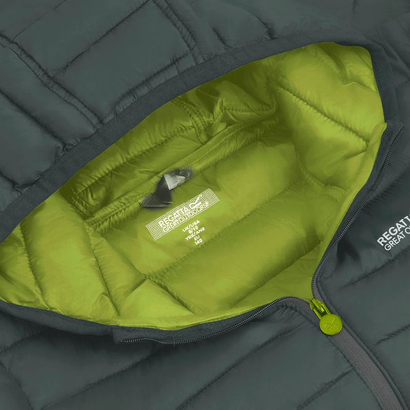 Children's down jacket REGATTA Hooded Marizion dark forest green/wild lime 17