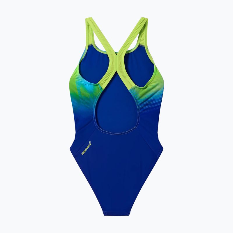 Children's one-piece swimsuit Speedo Digital Placement Powerback night watch/citrus green 2