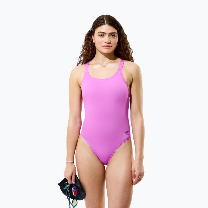Ladies' one-piece swimsuit Speedo Solid Leaderback orchid shine 3