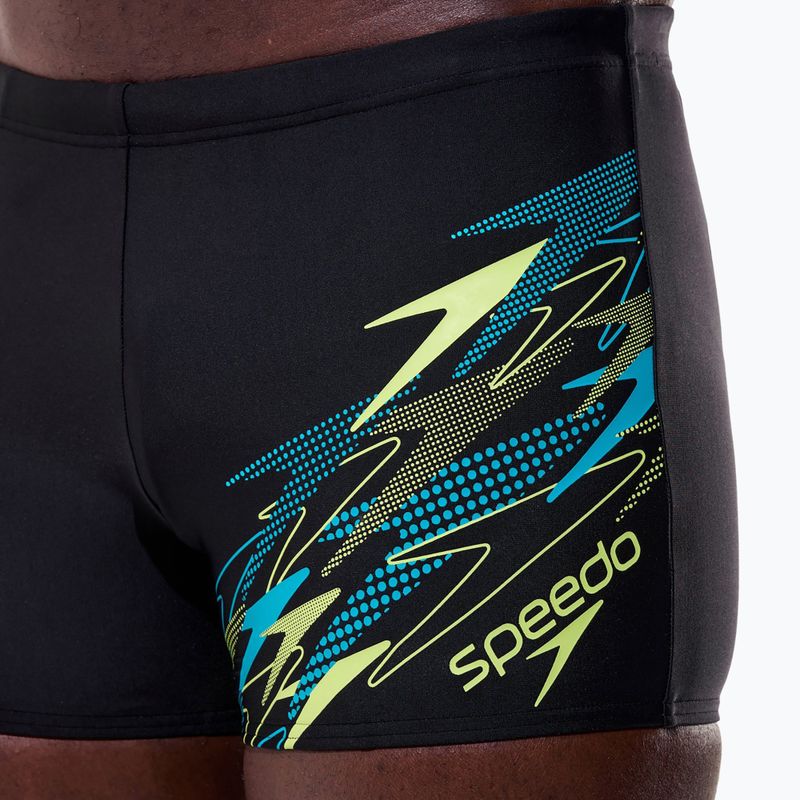 Men's swim boxer trunks Speedo Medley Logo Aquashort anthracite/hyper teal 6