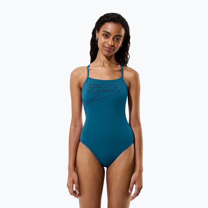 Women's one-piece swimming costume Speedo Endurance+ Logo Thin Strap teal abyss 3