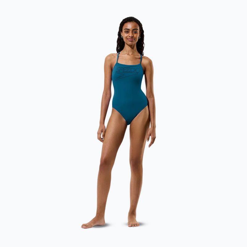 Women's one-piece swimming costume Speedo Endurance+ Logo Thin Strap teal abyss 4