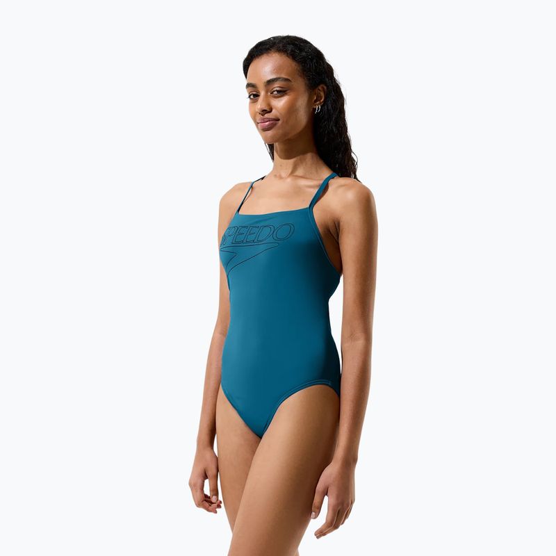Women's one-piece swimming costume Speedo Endurance+ Logo Thin Strap teal abyss 6