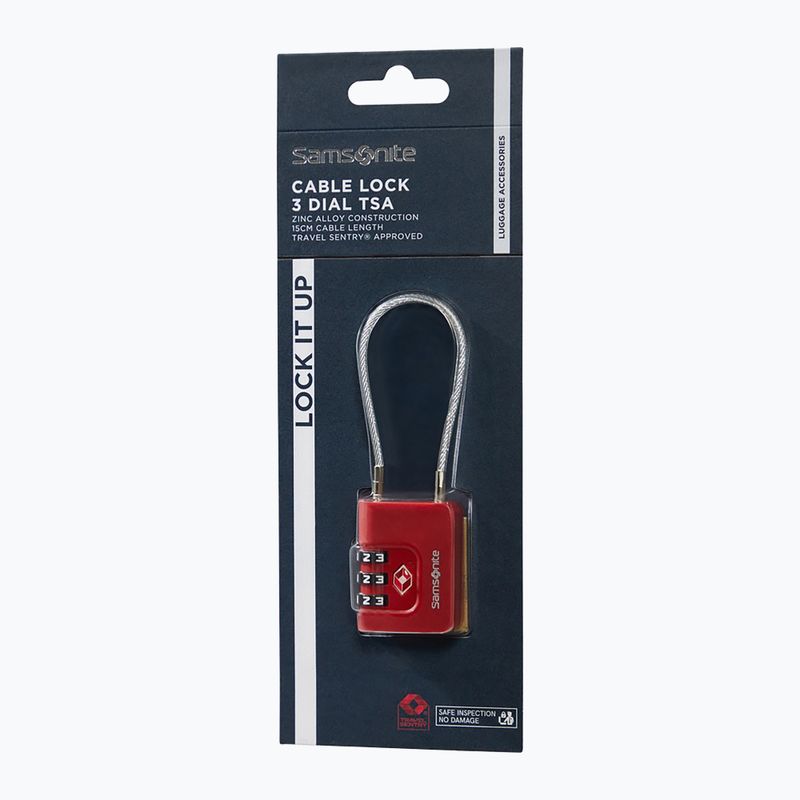 Padlock Samsonite Cablelock 3 Dial TSA red 3