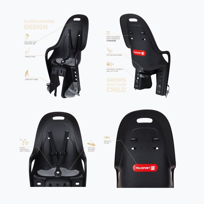 Child bike seat Polisport Koari Mik HD black/grey 6