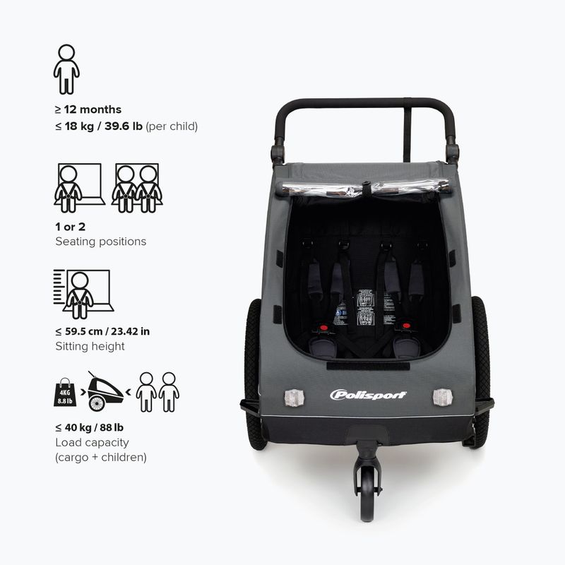 Bike trailer Polisport Kids Trailer&Stroller black/grey 7