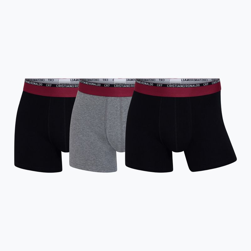 Men's CR7 Basic Trunk boxer shorts 3 pairs white/grey melange/black