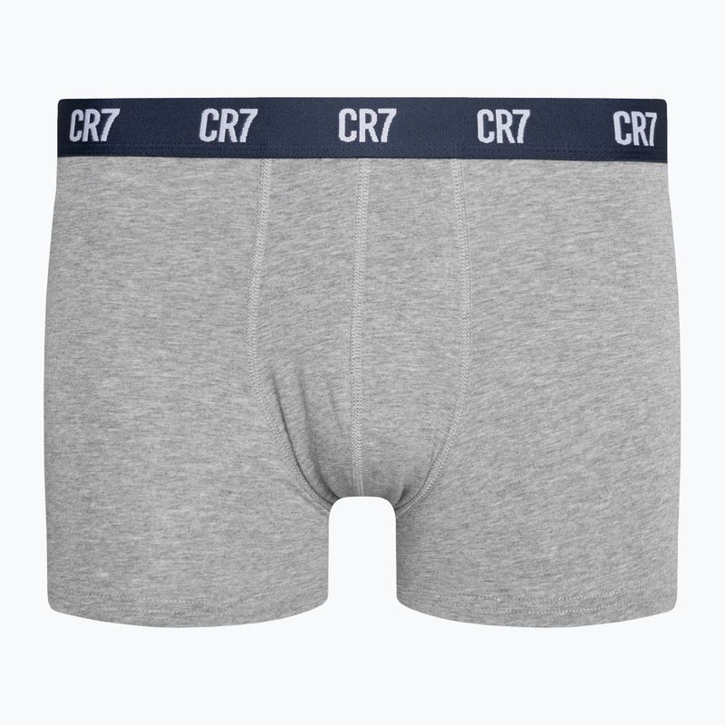 Men's CR7 Basic Trunk boxer shorts 3 pairs grey melange/white/navy 5