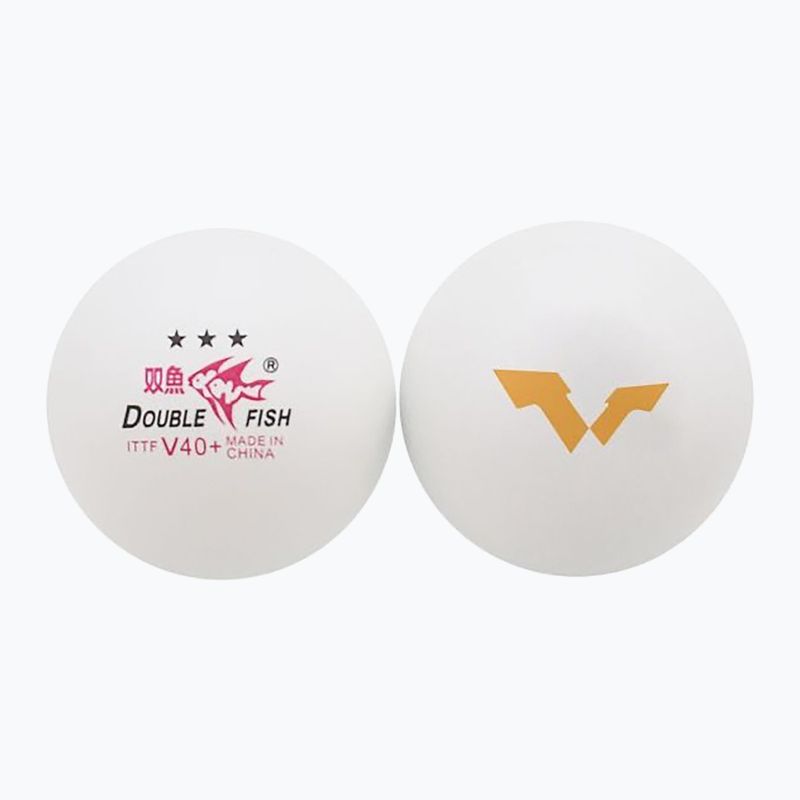 Double Fish 40+3 stars WTT table tennis balls 6 pcs white. 2