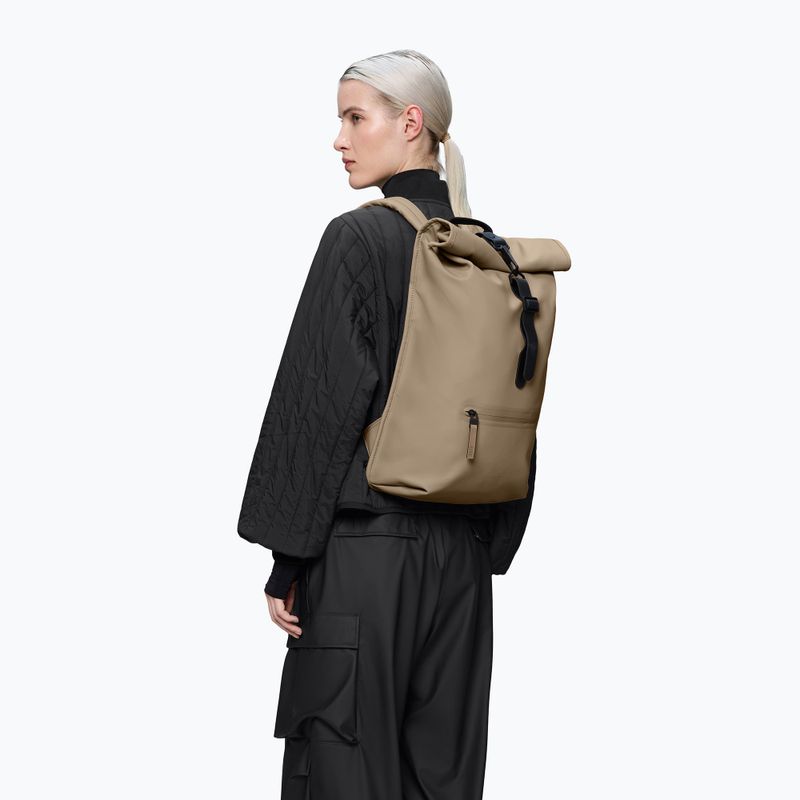 Urban backpack Rains Rucksack Rolltop Beige 4