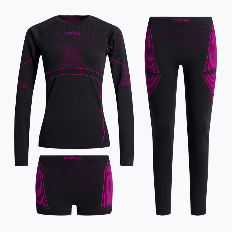 Women's thermal underwear Viking Etna black/pink 500/21/3090