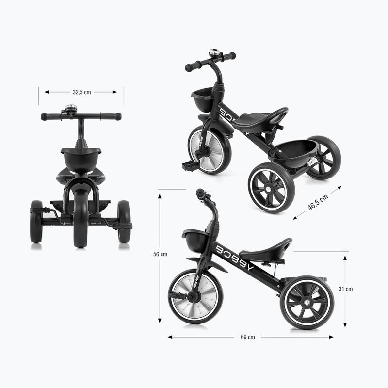 Three-wheeled balance bike Milly Mally Bobby black 12