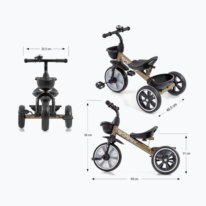 Three-wheeled balance bike Milly Mally Bobby golden 13