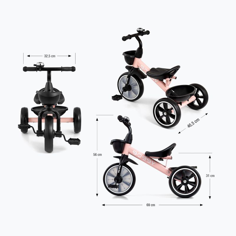 Three-wheeled balance bike Milly Mally Bobby pink 12