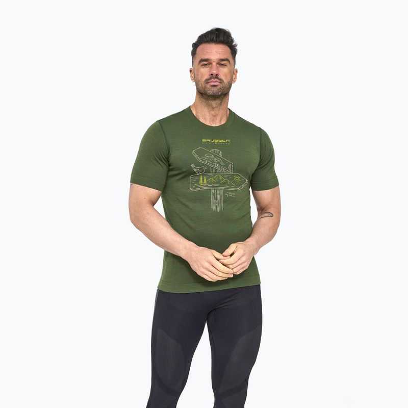 Men's thermal shirt Brubeck Outdoor Wool Pro dark green 2