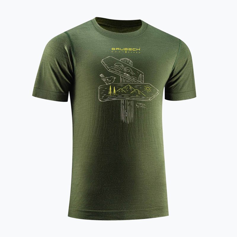 Men's thermal shirt Brubeck Outdoor Wool Pro dark green 3