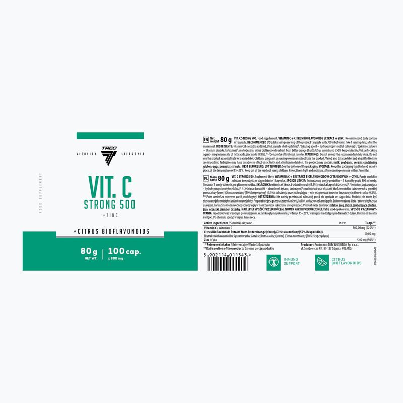 Vitamin C Trec Vit.C Strong 500 100 capsules 2