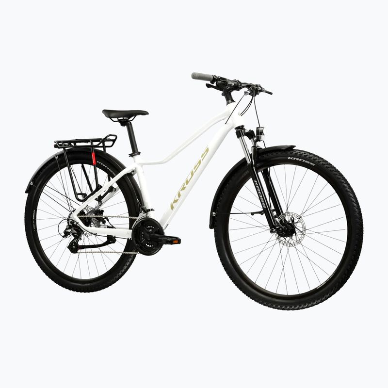 Women's mountain bike KROSS Lea 2.0 Eq W 27.5 white/gold/shine 2