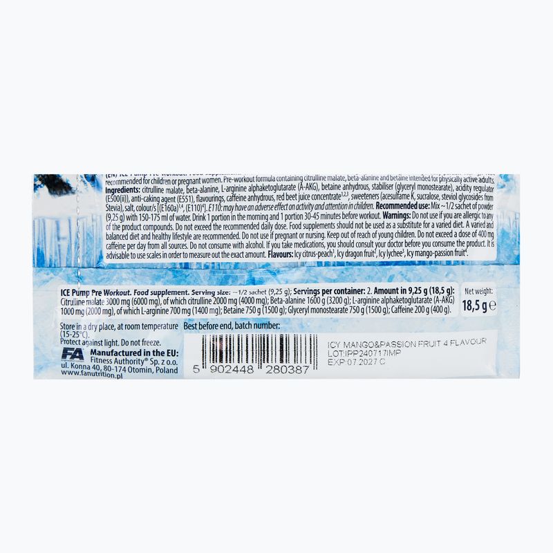 Fitness Authority pre-workout Fa Ice Pump Pre Workout 18.5 g icy mango/passion fruit 2