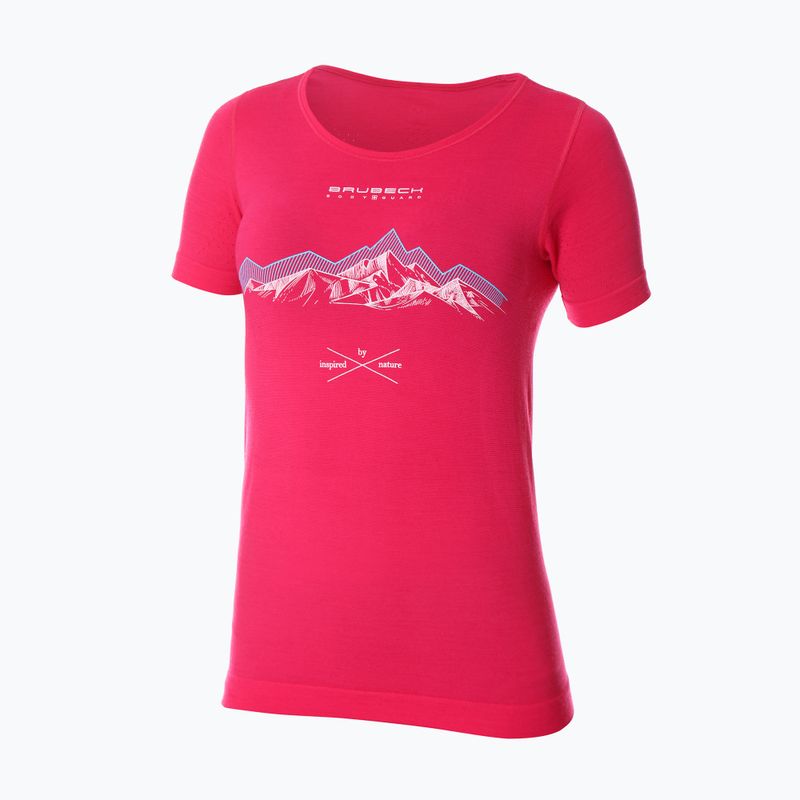 Women's thermal T-shirt Brubeck Outdoor Merino Wool Pro raspberry/mountain 1 3