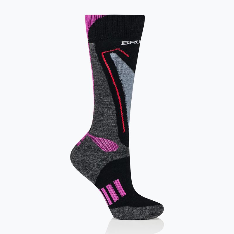 Women's ski socks Brubeck Snow Force Light grey / pink